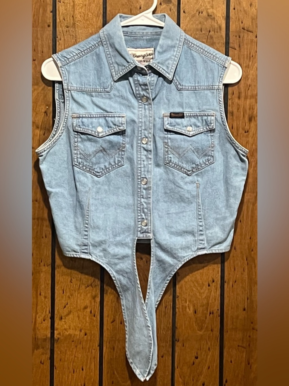 Wrangler Light Blue Denim Western Snap Front Vest